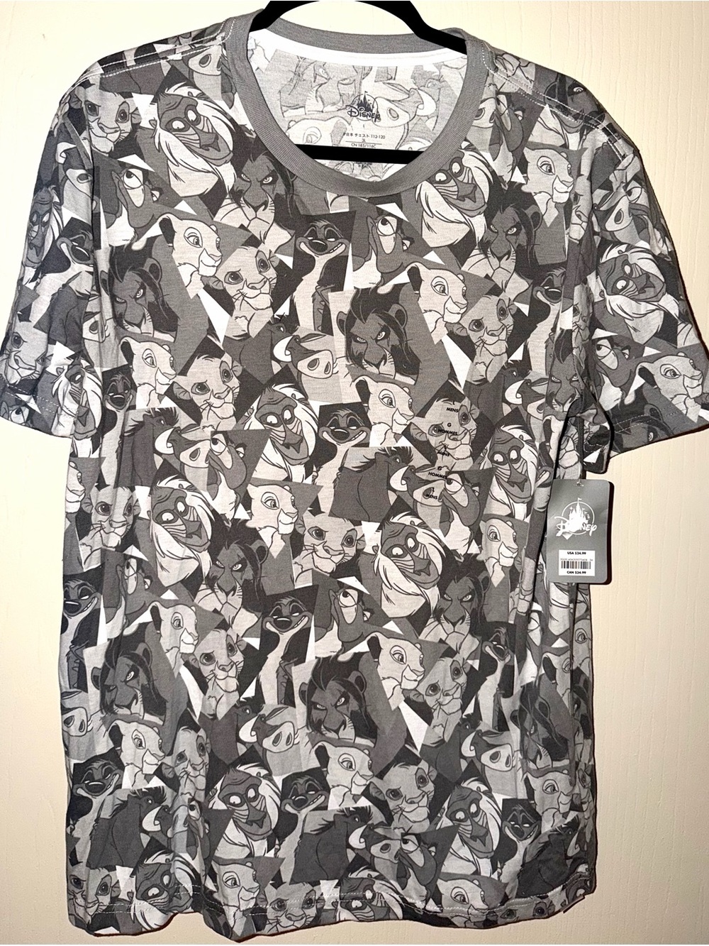 Disney Black & Gray Lion King Character Collage Short Sleeve Tee
